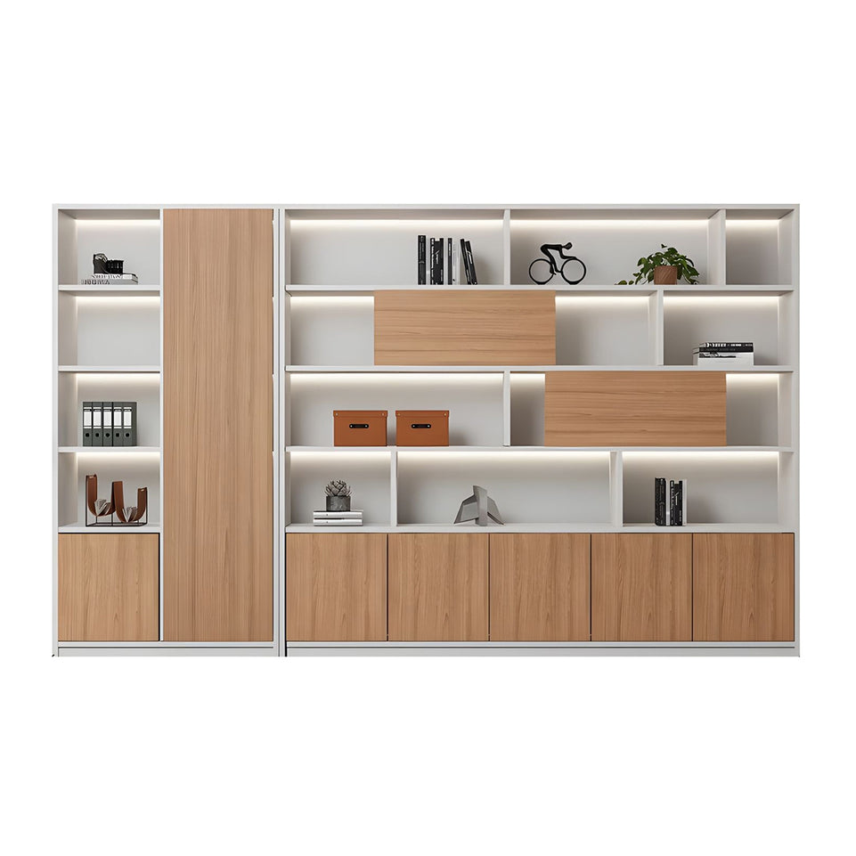 Contemporary Executive Spacious Wooden Office File Cabinet with Hidden Storage and Press-to-Open Doors WJG-2179