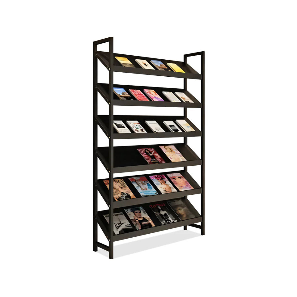 Angled Floor-Standing Bookshelf with Storage for Display Racks and Magazines ZZJ-008