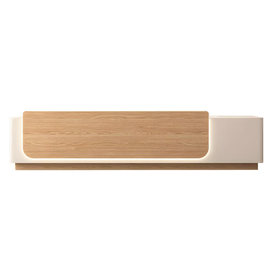 Retail Reception Desk 63-157 in Wide with File Drawers, LED Lighting & Transaction Counter