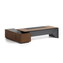 L-Shaped Executive Desk 94-142 in Wide with File Drawers & Lumbar Support for Home Office