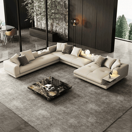 Pioneer Minimalist Italian-Style Genuine Leather Sofa With Curved Armrests And Plush Cushions BSF-2068