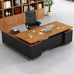 Minimalist Sleek Modern Style Executive Office Desk With Thickened Tabletop And Privacy Panel Storage Drawers LBZ-749