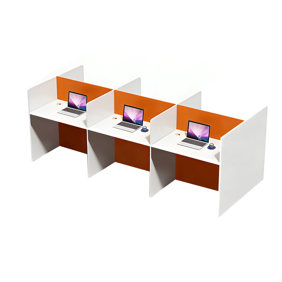 Modern Staff Office Desk with Privacy Dividers and Individual CPU Compartments BGZ-2099