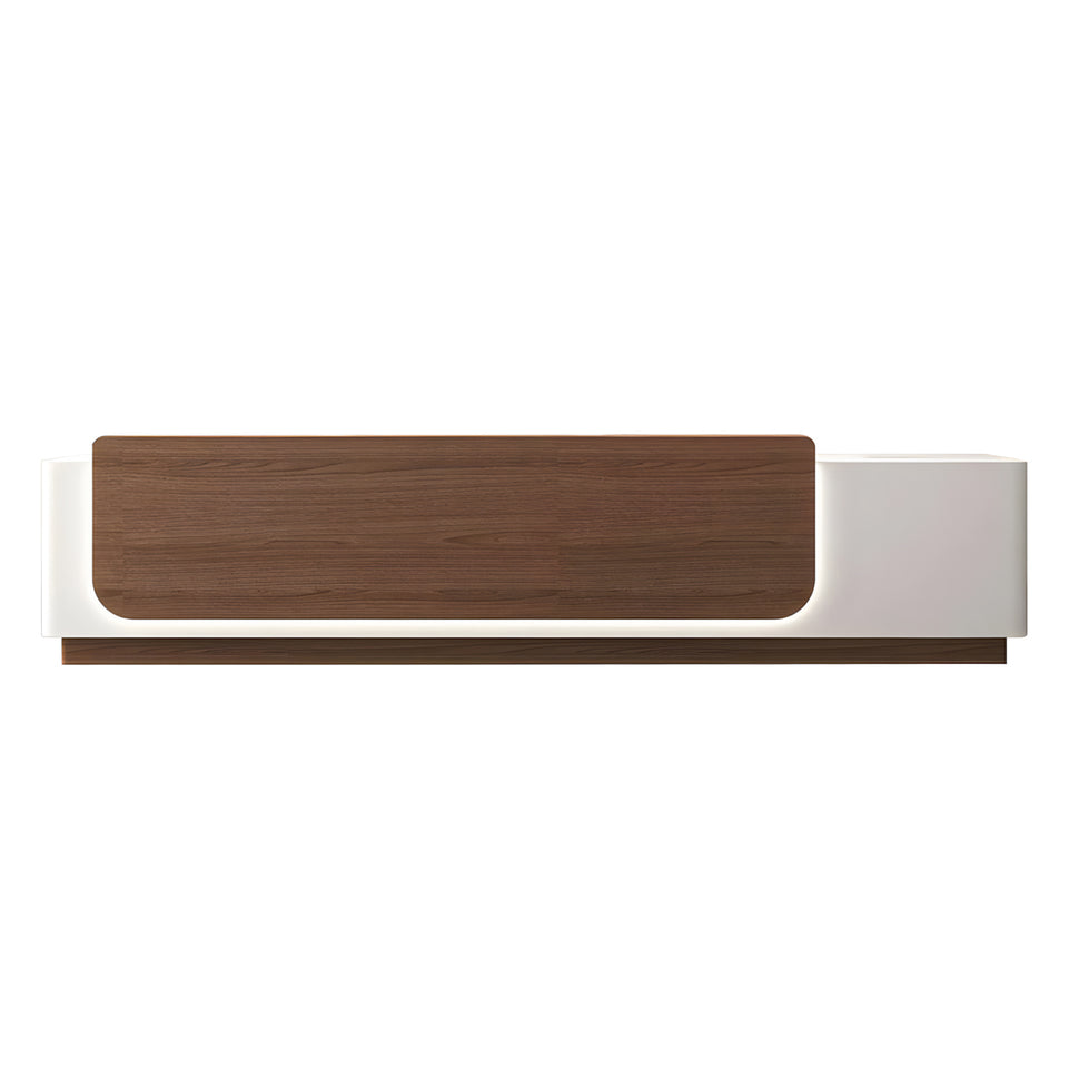 Retail Reception Desk 63-157 in Wide with File Drawers, LED Lighting & Transaction Counter