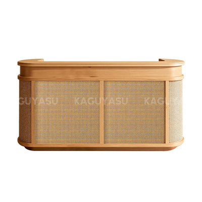 Rattan Reception Desk with Counter and Ample Storage for Lobby Retail Store Front Area JDT-144