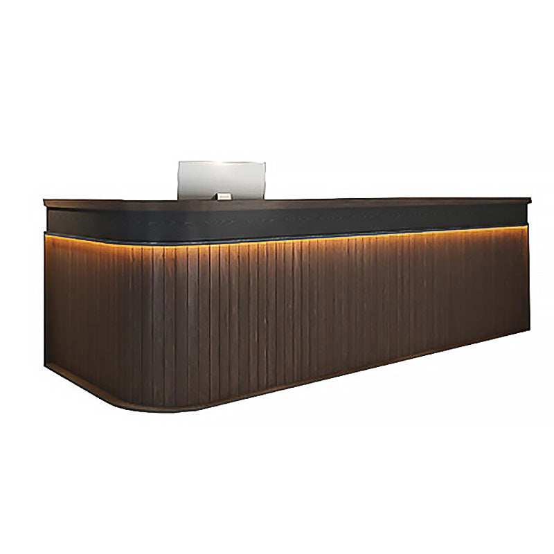 Striped L-Shaped Front Desk with Multi-Storage for Bars and BBQ Restaurants JDT-10114