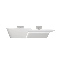 Boat-Shaped Reception Counter with LED Lights and Lockable Drawers for Lobby and Institution JDT-10126