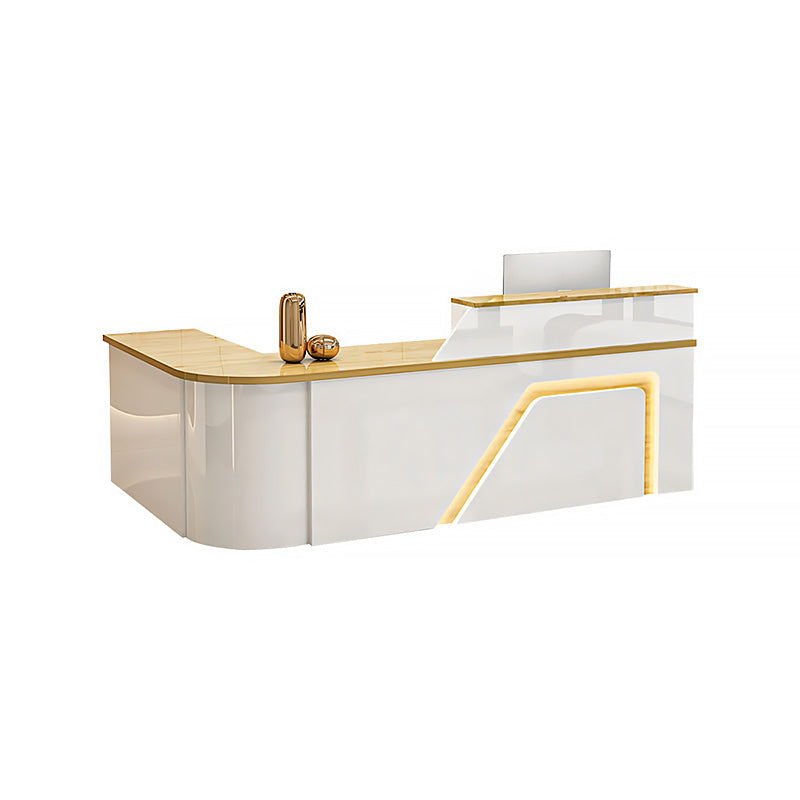 Jigsaw Design L-Shaped Reception Desk with Keyboard Tray and Drawers for Small Supermarkets JDT-1024