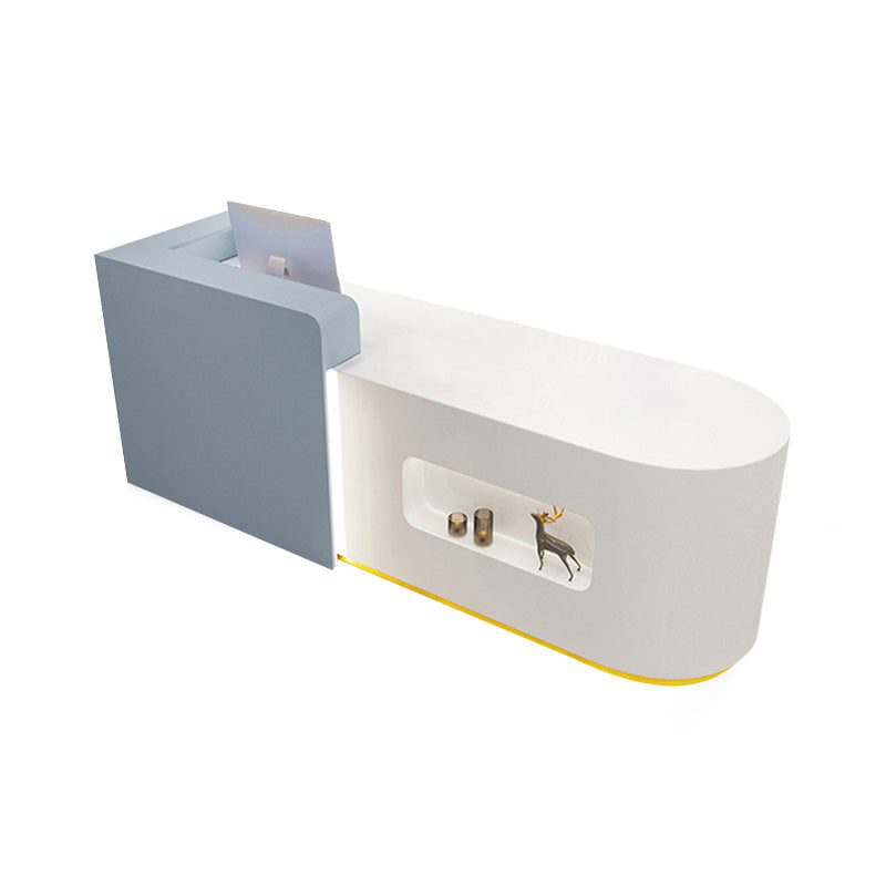 Color-Blocked Small Straight Reception Counter with Keyboard Tray and Drawers for Store JDT-1014