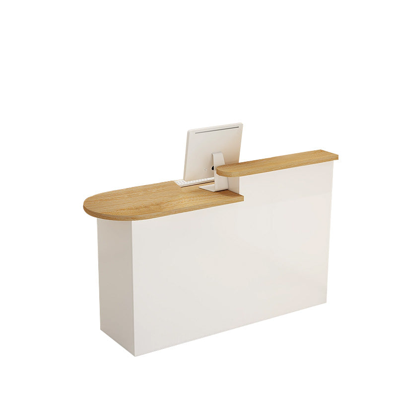 Curved Small Reception Counter with Cable Management and Lockable Drawer for Store JDT-10111