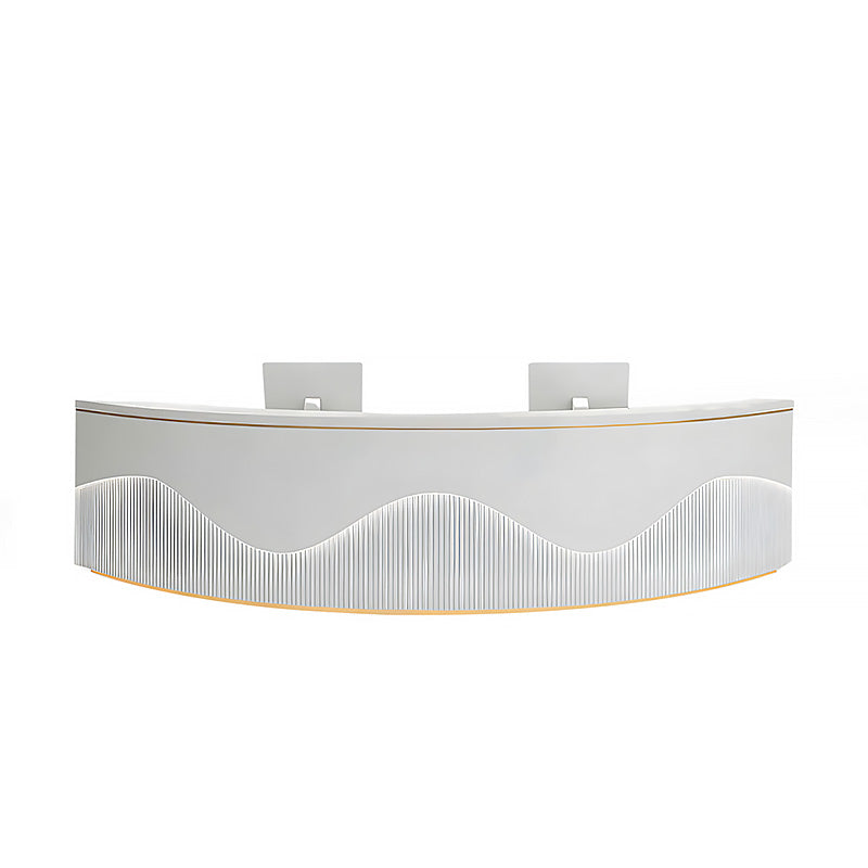 Curved Reception Counter with Keyboard Tray and Multiple Drawers for Salon and Clothing Store JDT-078