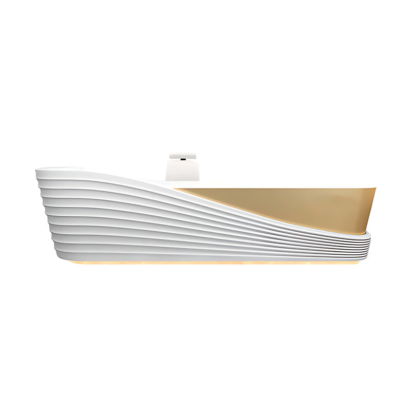 Boat-Shaped Stainless Steel Straight Reception Desk with Large Storage for Hair Salons JDT-109