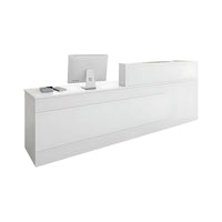 Color-Blocked Straight Reception Desk with Double-Layered Countertop and Lockable Drawer for Offices JDT-1046