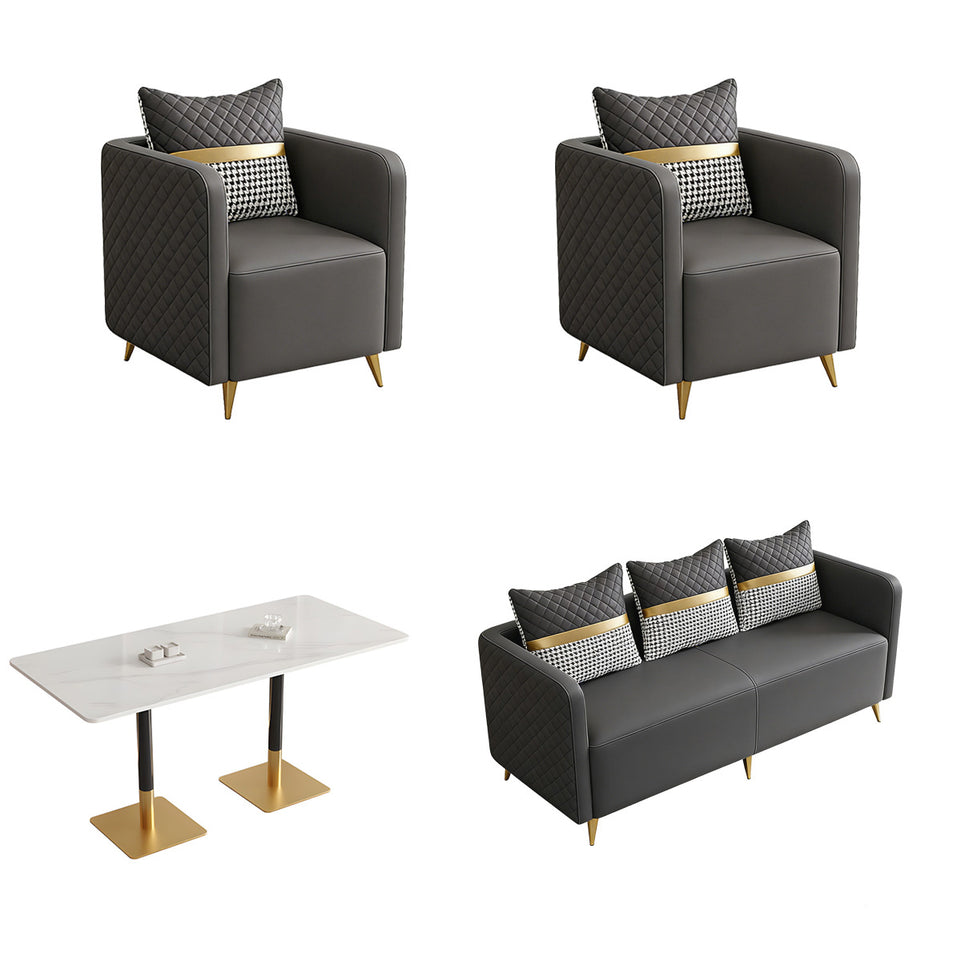 Premium Luxurious Faux Leather Sofa Set for Coffee Shops and Reception Areas JDZH-2079