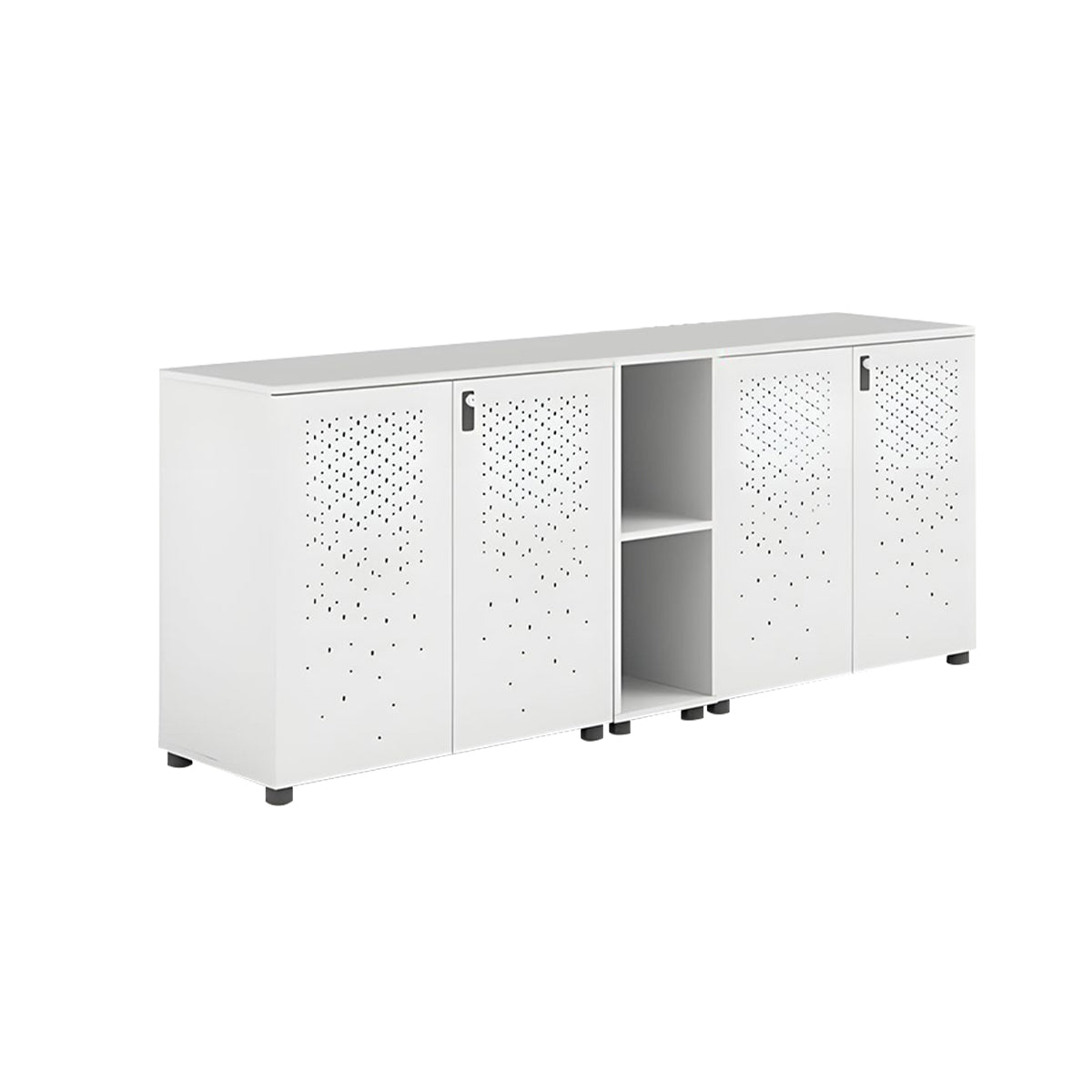 Sleek Lockable Metal Wood Cabinet for Office Storage, Adjustable Shelves, Durable Steel Doors, Spacious Partitioned Organizer CWG-2173