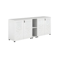 Sleek Lockable Metal Wood Cabinet for Office Storage, Adjustable Shelves, Durable Steel Doors, Spacious Partitioned Organizer CWG-2173