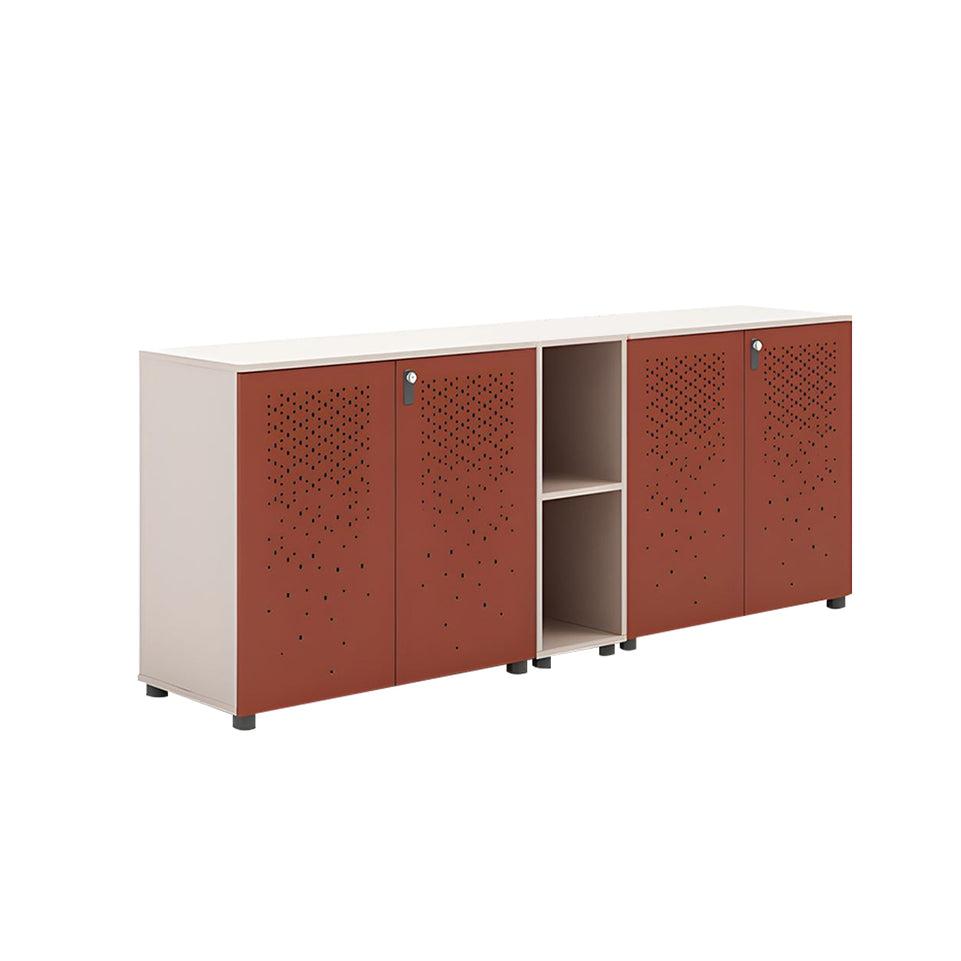 Sleek Lockable Metal Wood Cabinet for Office Storage, Adjustable Shelves, Durable Steel Doors, Spacious Partitioned Organizer CWG-2173