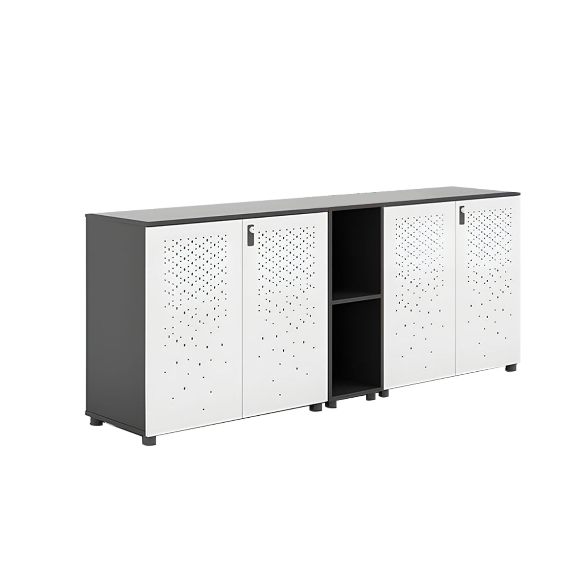 Sleek Lockable Metal Wood Cabinet for Office Storage, Adjustable Shelves, Durable Steel Doors, Spacious Partitioned Organizer CWG-2173