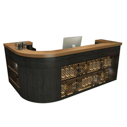 L-Shaped Reception Desk 110 in Wide with File Drawers & Lumbar Support for Office Lobby