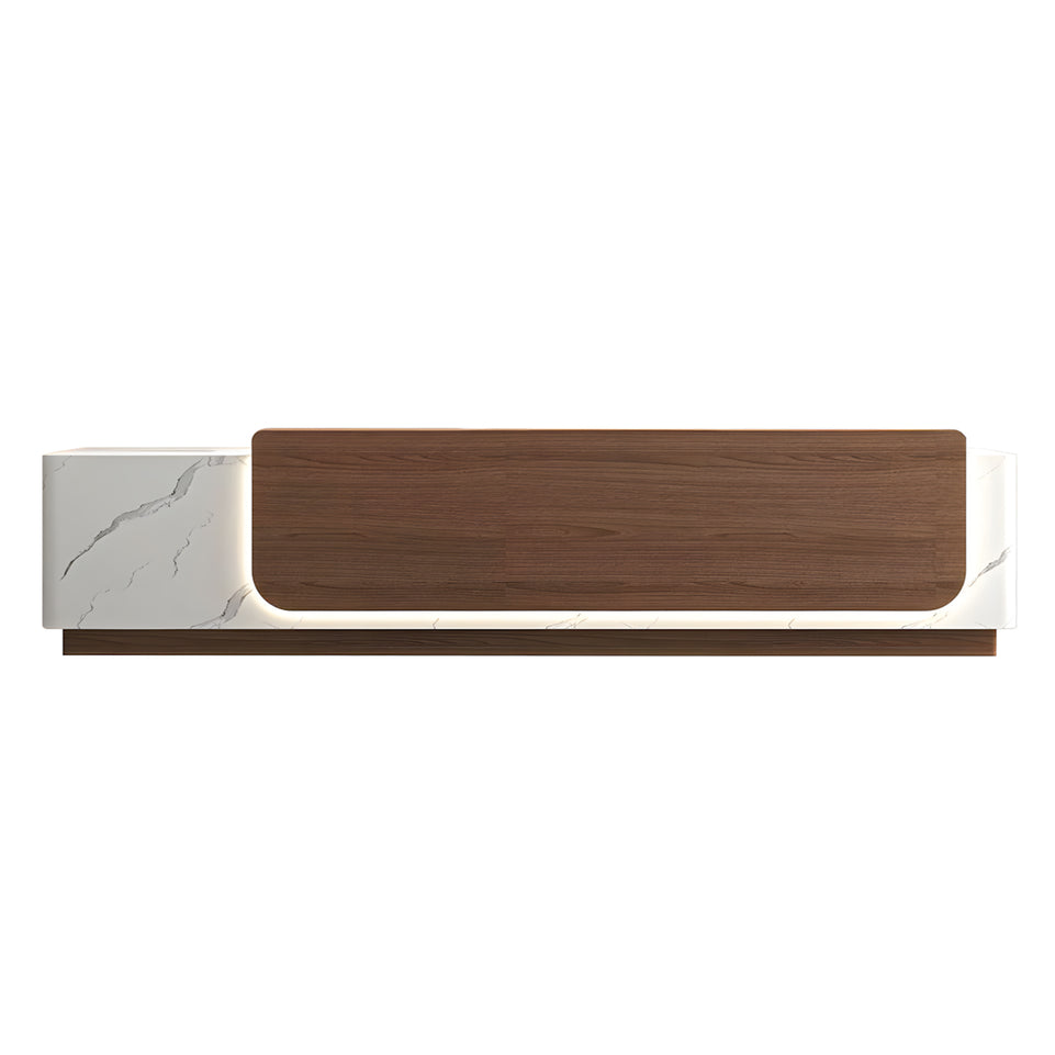 Retail Reception Desk 63-157 in Wide with File Drawers, LED Lighting & Transaction Counter