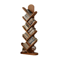Elegant Solid Wood Tree-Shaped Bookshelf, Floor-Standing Corner Storage Rack, Slim Design, Wall-Aligned Modern Living Room Organizer CWG-2180