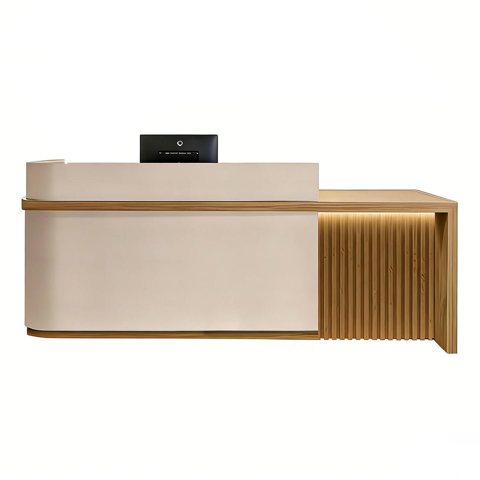 Curved Reception Desk 47-157 in Wide with Transaction Counter for Salon