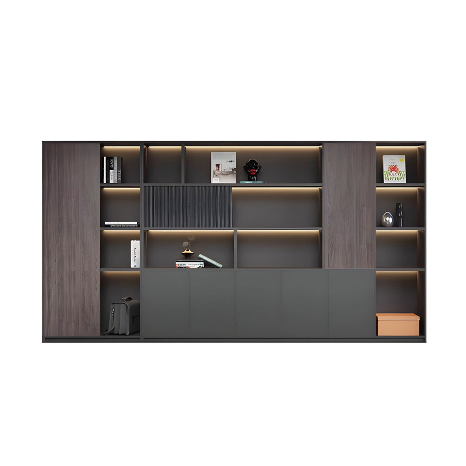 Premium Executive Office Wooden Cabinet with Shelves, Lockable Compartments, and Sliding Doors for Workplace Organization WJG-2182