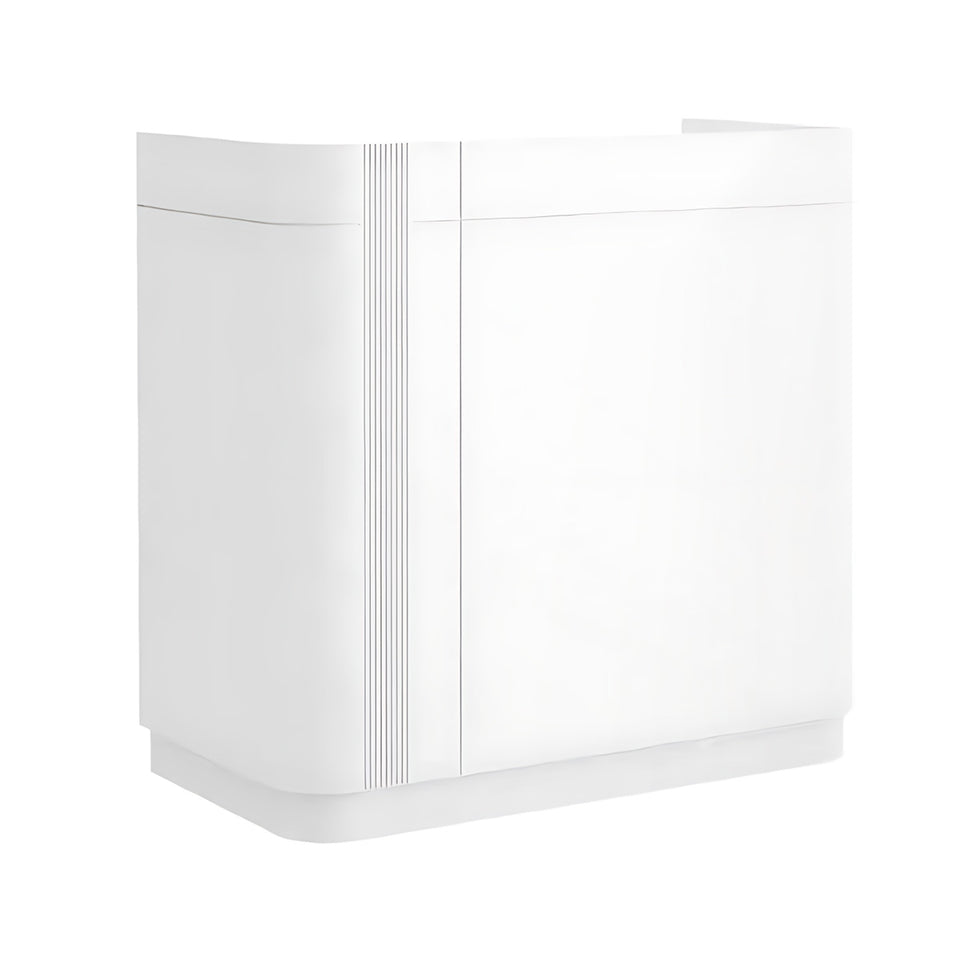 Curved Reception Desk 28-79 in Wide with Lockable, Solid Wood & File Drawers for Salon