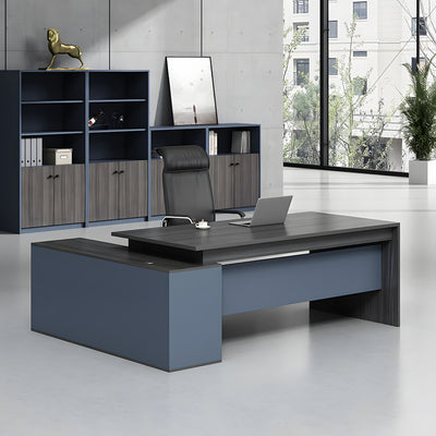 L-Shaped Executive Desk with Side Storage, Lumbar Support & Privacy Panel for Home Office