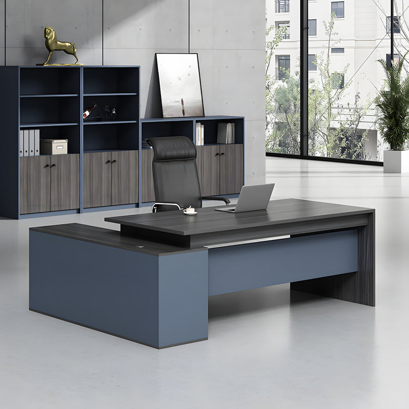 L-Shaped Executive Desk with Privacy Panel For Home Office