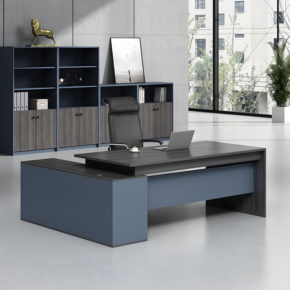 Modern L-Shaped Executive Desk with Side Storage Cabinet LBZ-2139