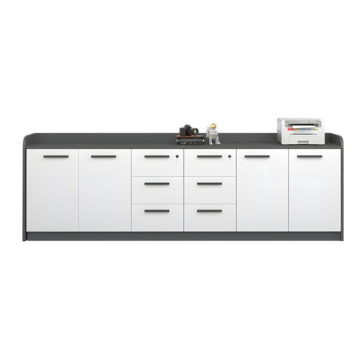 Premium Wooden Floor-Standing Office Tea Cabinet With Lockable Drawers And Spacious Storage For Office Essentials CWG-2163