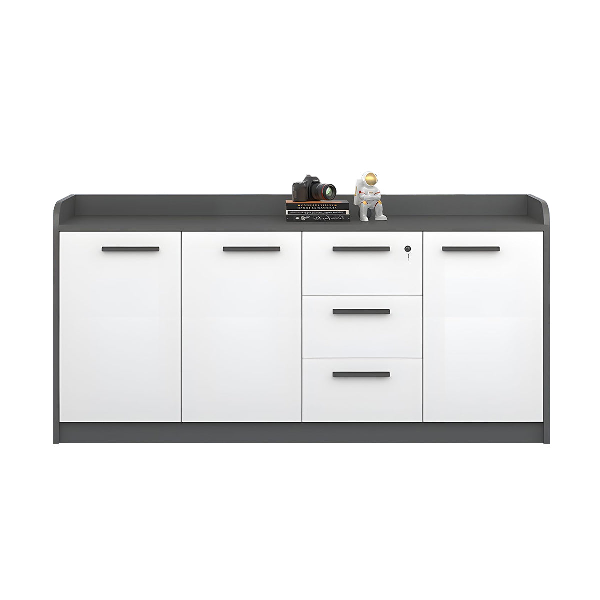 Premium Wooden Floor-Standing Office Tea Cabinet With Lockable Drawers And Spacious Storage For Office Essentials CWG-2163