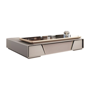 Modern Executive Desk 79-126 in Wide with Side Storage, Lockable & File Drawers