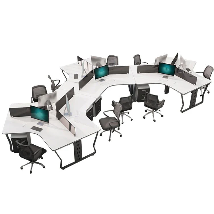 Minimalist Triangular Staff Desk Multiple Seats with Cabinet for Office BGZ-015