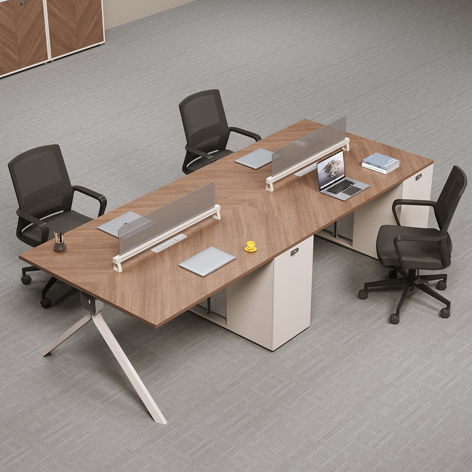 Modern Office Desk with Power Hub, Privacy Panel and Integrated Storage