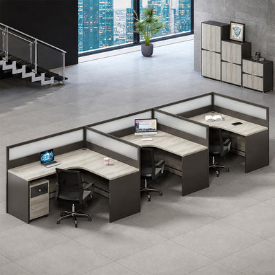 Professional Office Workstation Desk with Privacy Panels, Storage Cabinet & Organized Cable Management