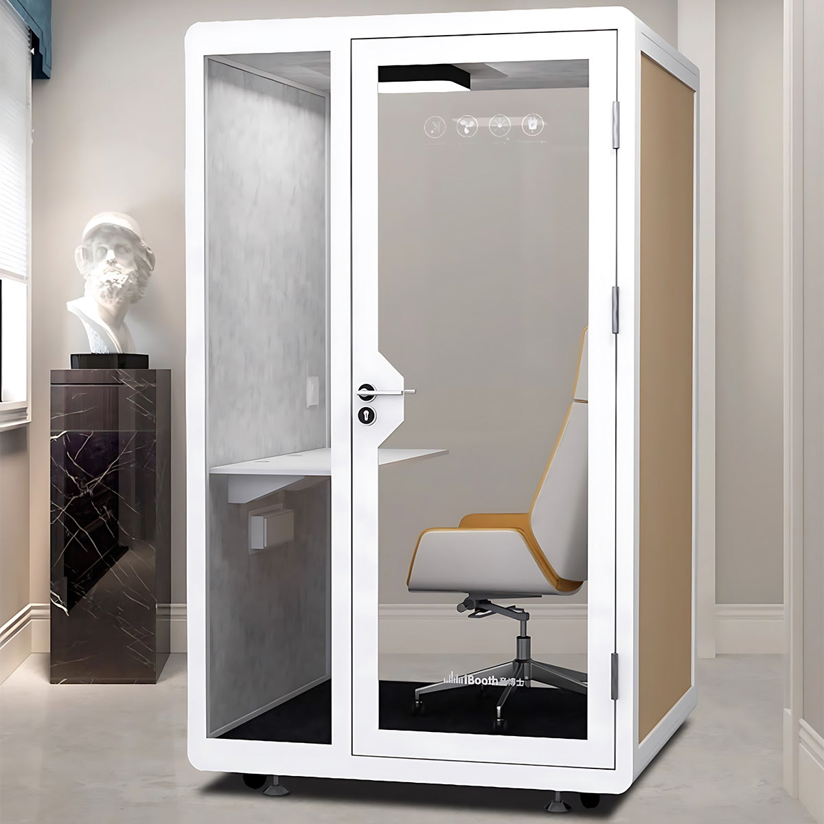 Soundproof Acoustic Privacy Pod with Eco-friendly Materials, Noise Reduction System, Quiet Ventilation & Modular Design for Private Workspaces