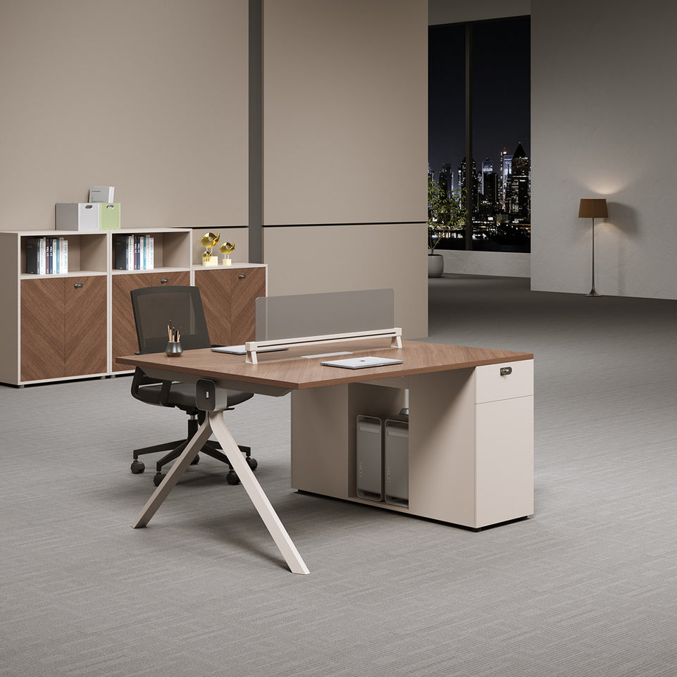 Modern Office Desk with Power Hub, Privacy Panel and Integrated Storage