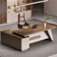 Refined 71"–102" L Executive Desk with Dual Desktop Options, Hidden Multimedia Outlet, Curved Privacy Panel & Lockable Storage Cabinet for Professional Offices