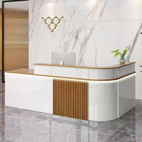 Sophisticated Reception Desk with Dual-level Countertop, Rounded Corners, Silent Keyboard Tray & Lockable Storage Cabinet for Education & Salon Spaces (47-157" L)