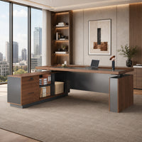 Height-Adjustable Executive Desk with Dual Motors, Power Hub, and Locking Storage(Stock Items)