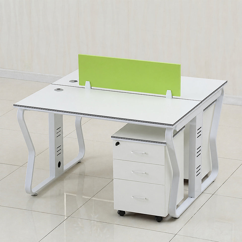 Modern Workstation Desk with Privacy Panels, Cable Management and Mobile Storage