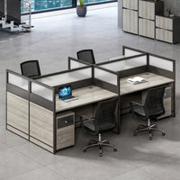Professional Office Workstation Desk with Privacy Panels, Storage Cabinet & Organized Cable Management