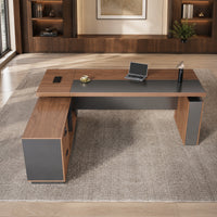 Height-Adjustable Executive Desk with Dual Motors, Power Hub, and Locking Storage(Stock Items)