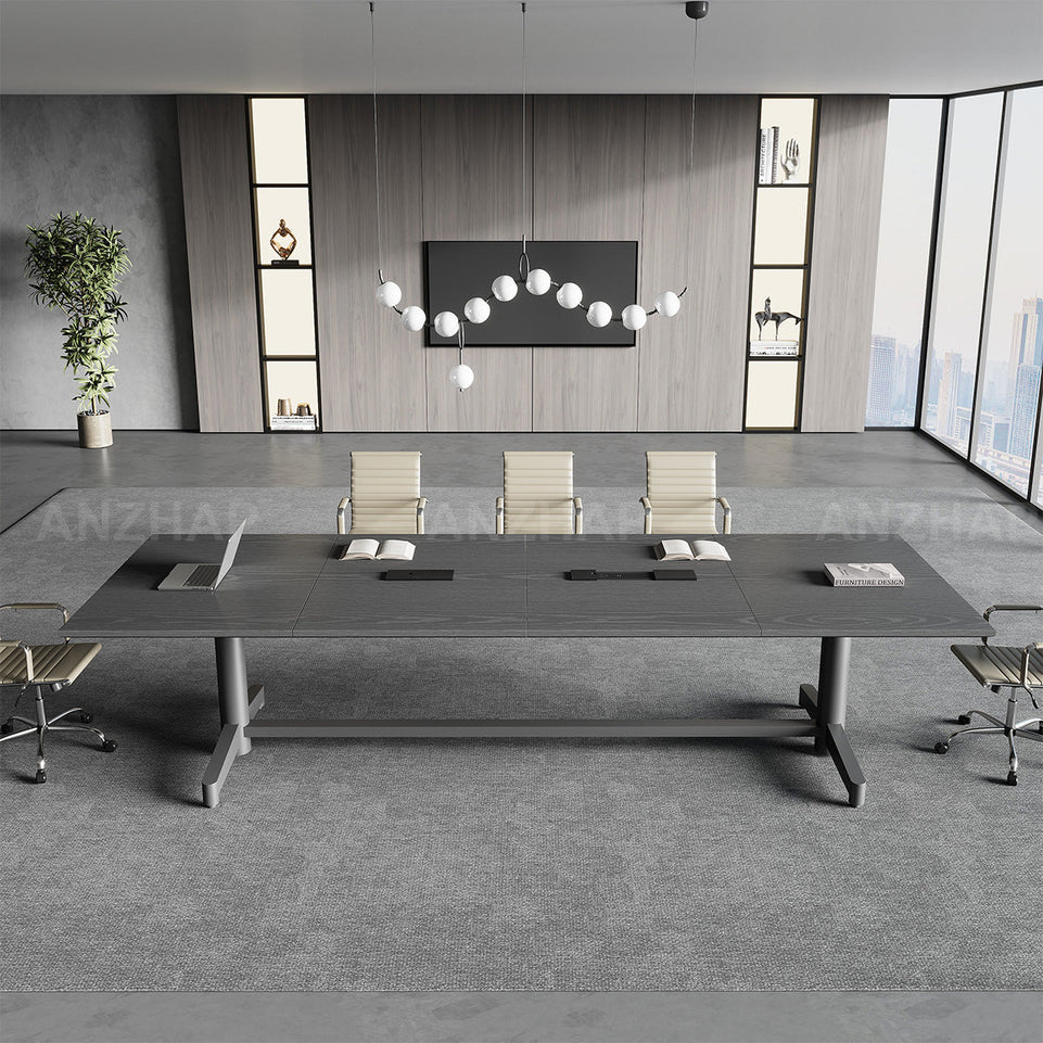 Conference Table with Built-In Power Outlet, Cable Management & Reinforced Legs