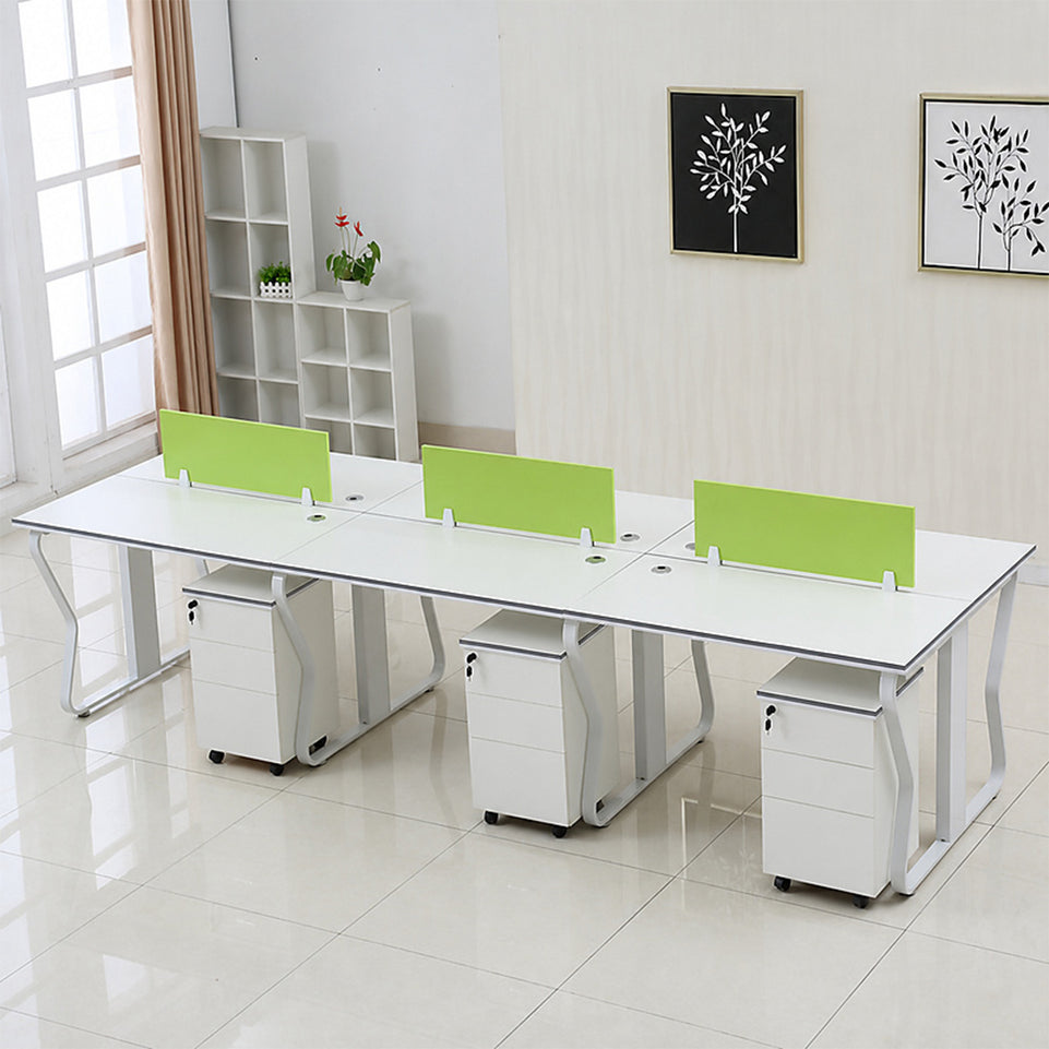 Modern Workstation Desk with Privacy Panels, Cable Management and Mobile Storage