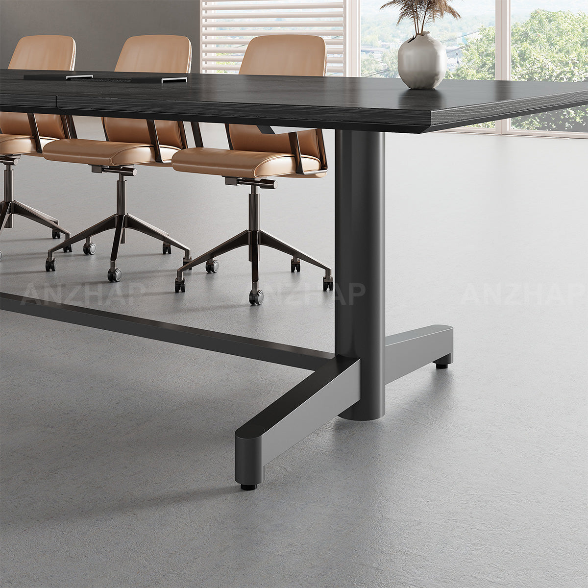 Conference Table with Built-In Power Outlet, Cable Management & Reinforced Legs