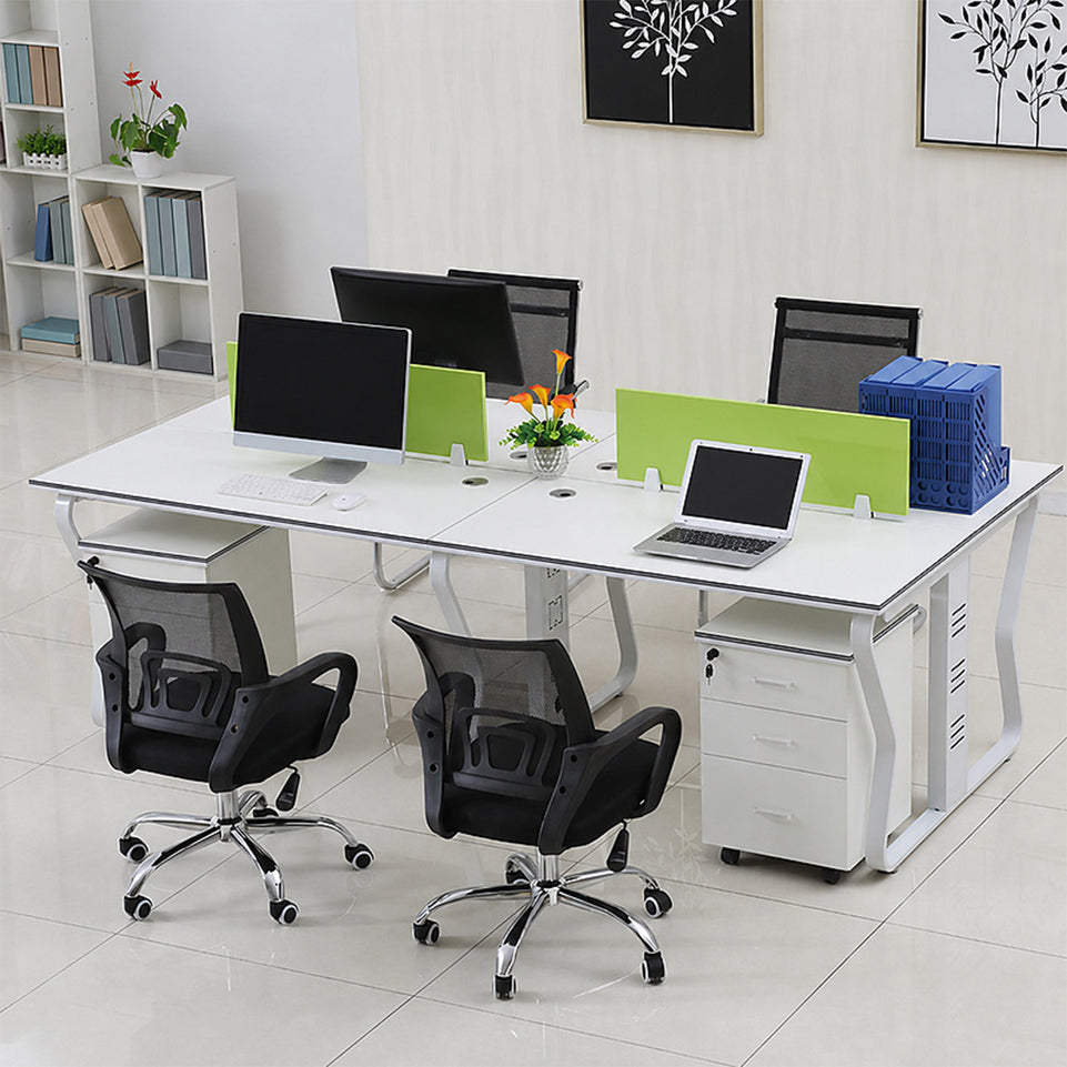 Modern Workstation Desk with Privacy Panels, Cable Management and Mobile Storage