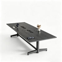 Conference Table with Built-In Power Outlet, Cable Management & Reinforced Legs